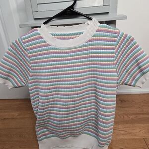 Striped Multicolor Short Sleeve Top